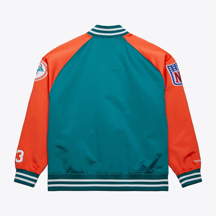 Dan Marino Miami Dolphins NFL Mitchell & Ness Men’s Aqua/Orange Lightweight Satin Jacket product image 2, provided for