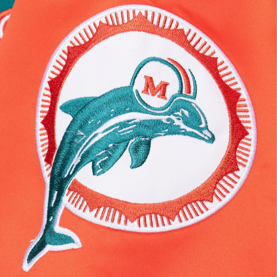 Dan Marino Miami Dolphins NFL Mitchell & Ness Men’s Aqua/Orange Lightweight Satin Jacket product image 5, provided for