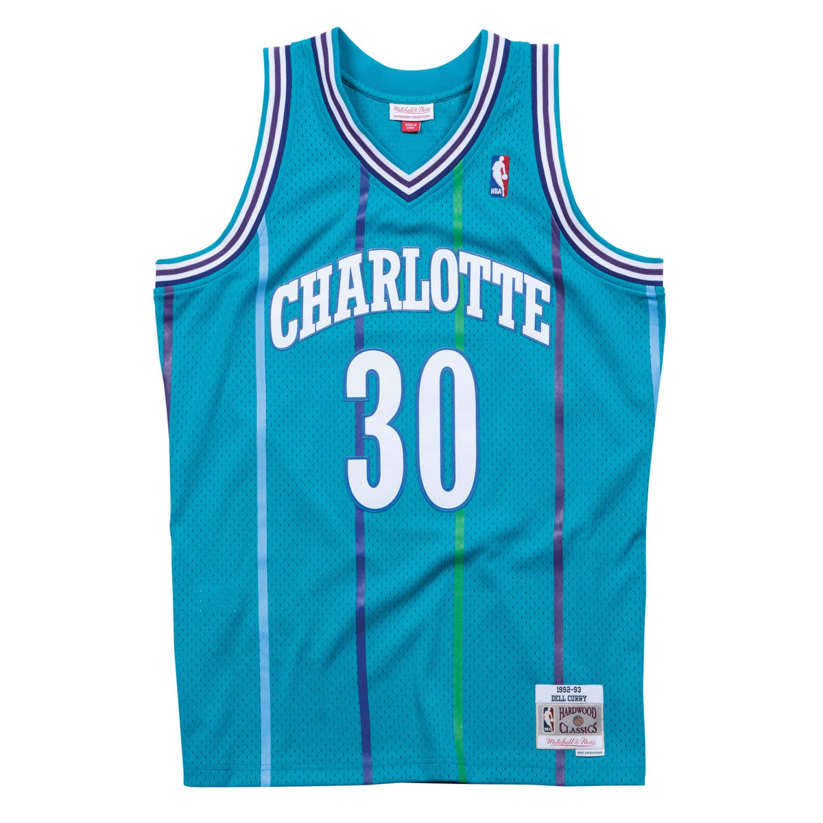 Dell Curry Charlotte Hornets NBA Mitchell & Ness Men Teal 1992-93 Hardwood Classics Swingman Jersey product image 2,