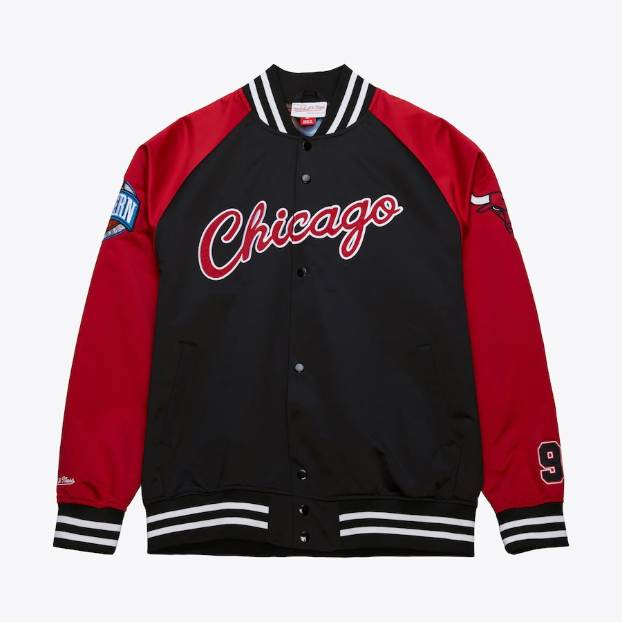 Dennis Rodman Chicago Bulls Mitchell & Ness Men’s Black/Red Lightweight Satin Jacket product image 1, provided for visual
