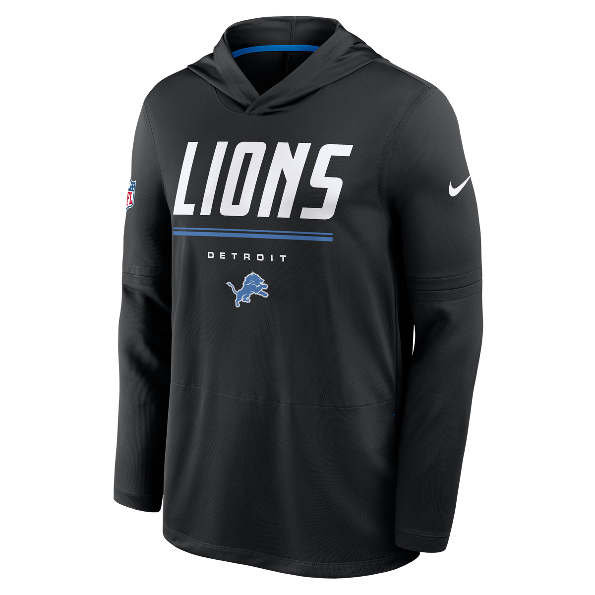 Detroit Lions NFL Nike Men Black Spark Sideline Dri-FIT Lightweight Long Sleeve Hoodie product image 1, provided for visual