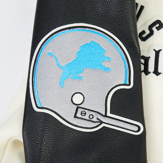 Detroit Lions NFL Pro Standard Men Eggshell/Black Modern Originals Rib Wool Varsity Jacket product image 9, provided for