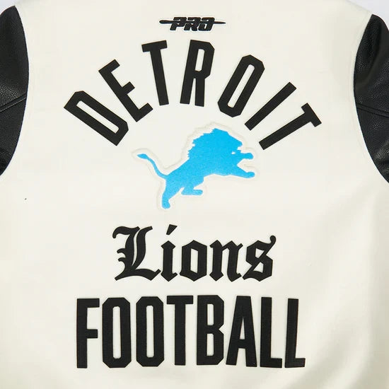 Detroit Lions NFL Pro Standard Men Eggshell/Black Modern Originals Rib Wool Varsity Jacket product image 5, provided for