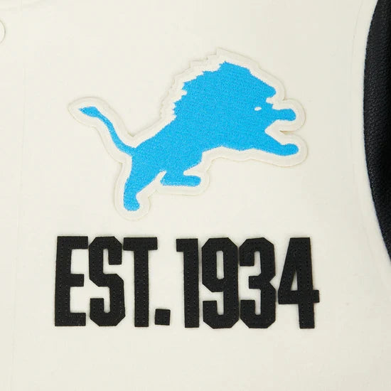 Detroit Lions NFL Pro Standard Men Eggshell/Black Modern Originals Rib Wool Varsity Jacket product image 8, provided for