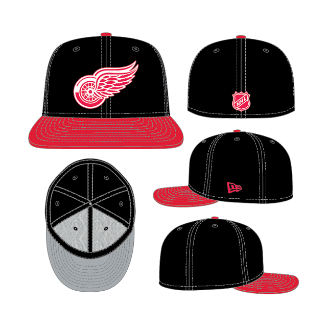 Detroit Red Wings NHL New Era Men Black and Red 59Fifty Fitted Hat product image 1, provided for visual reference and