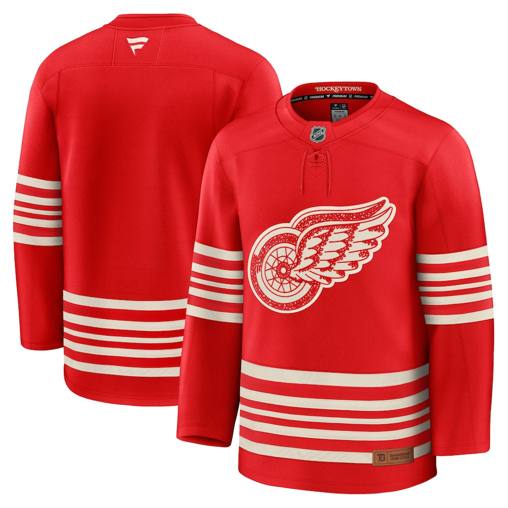 Detroit Red Wings NHL Fanatics Branded Men Red Centennial Premium Jersey product image 3, provided for visual reference and