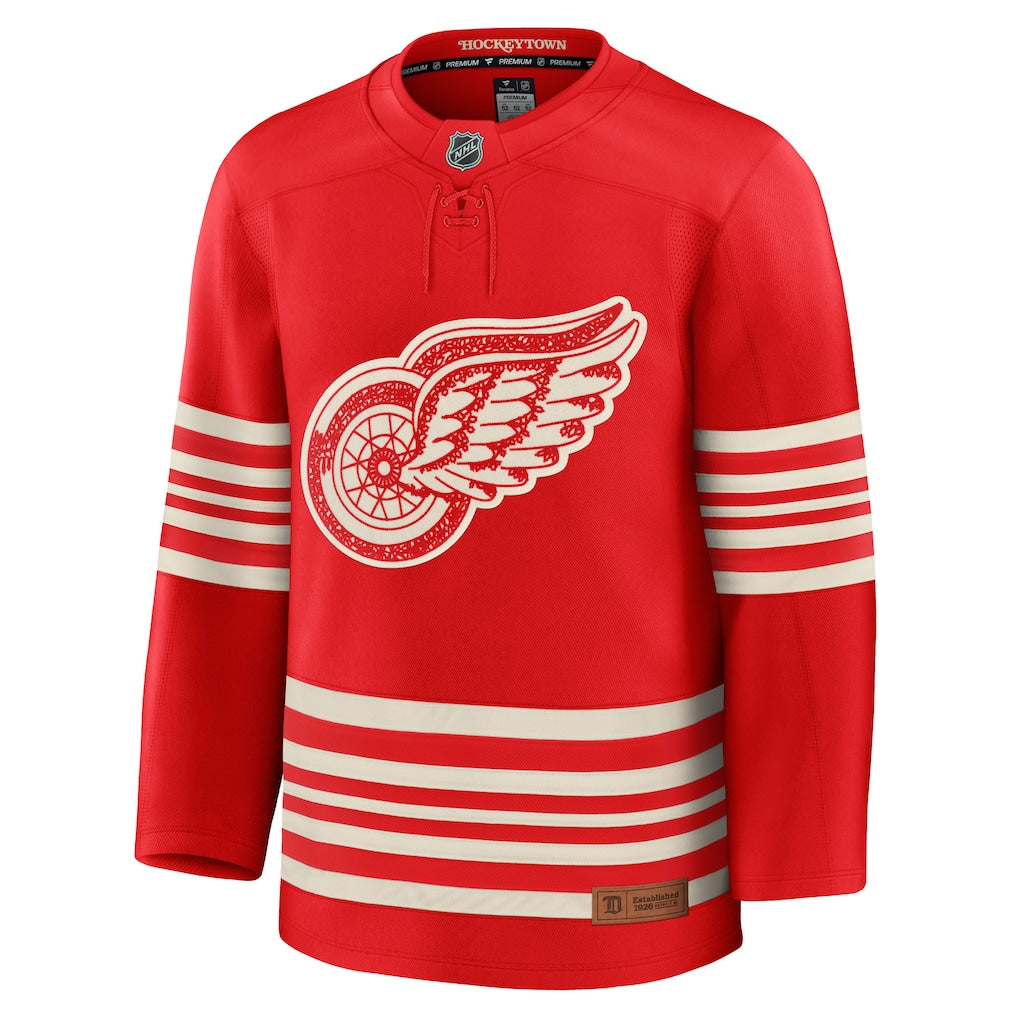 Detroit Red Wings NHL Fanatics Branded Men Red Centennial Premium Jersey product image 1, provided for visual reference and