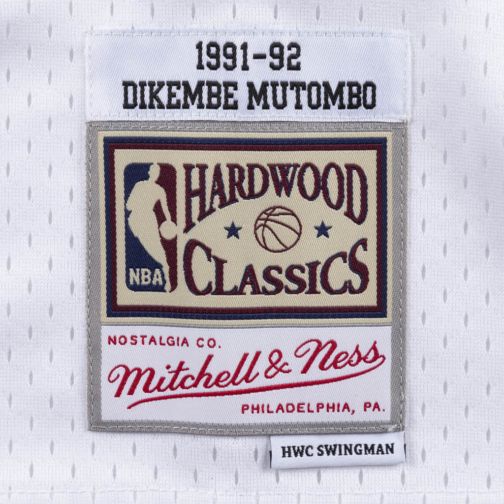 Dikembe Mutombo Denver Nuggets NBA Mitchell & Ness Men White 1991-92 Hardwood Classics Swingman Jersey product image 3,
