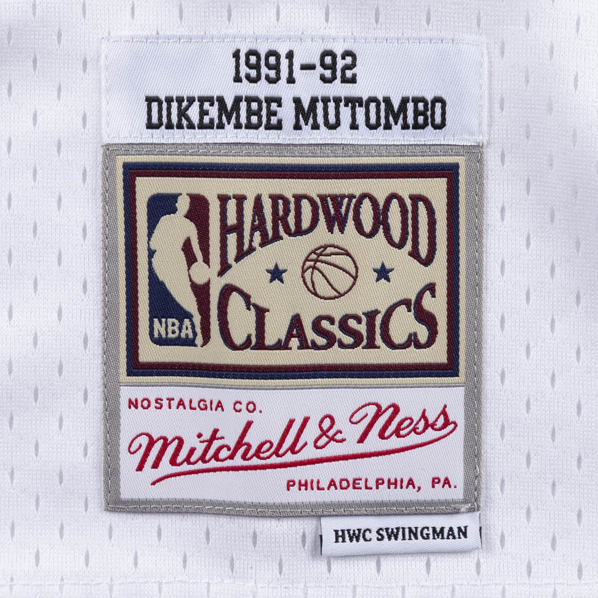Dikembe Mutombo Denver Nuggets NBA Mitchell & Ness Men White 1991-92 Hardwood Classics Swingman Jersey product image 3,
