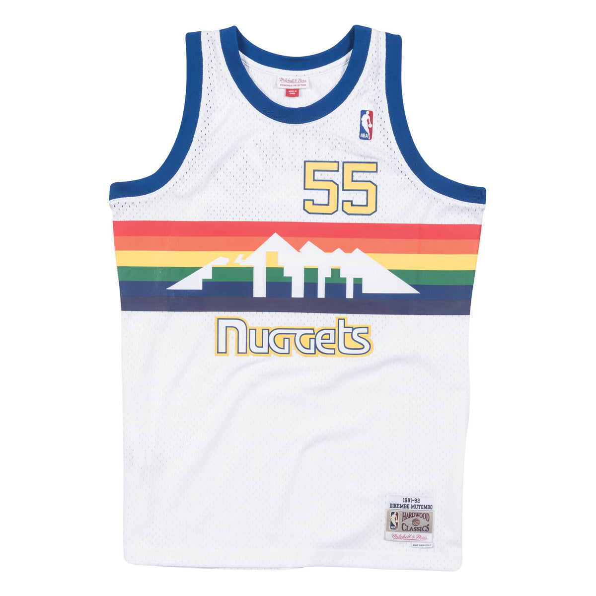 Dikembe Mutombo Denver Nuggets NBA Mitchell & Ness Men White 1991-92 Hardwood Classics Swingman Jersey product image 2,