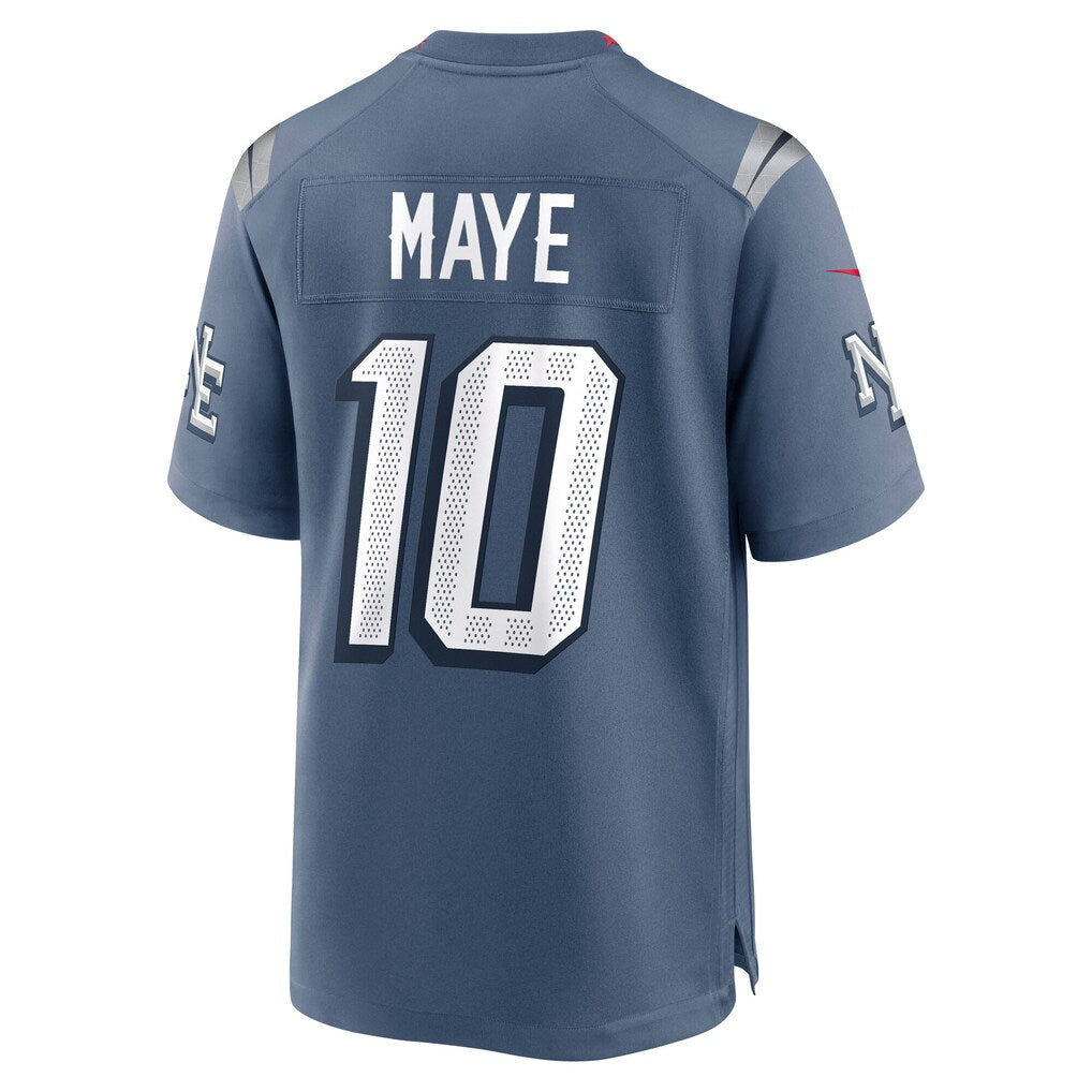 Drake Maye New England Patriots NFL Nike Men Strome Blue 2025 Rivalries Collection Game Jersey product image 1, provided for