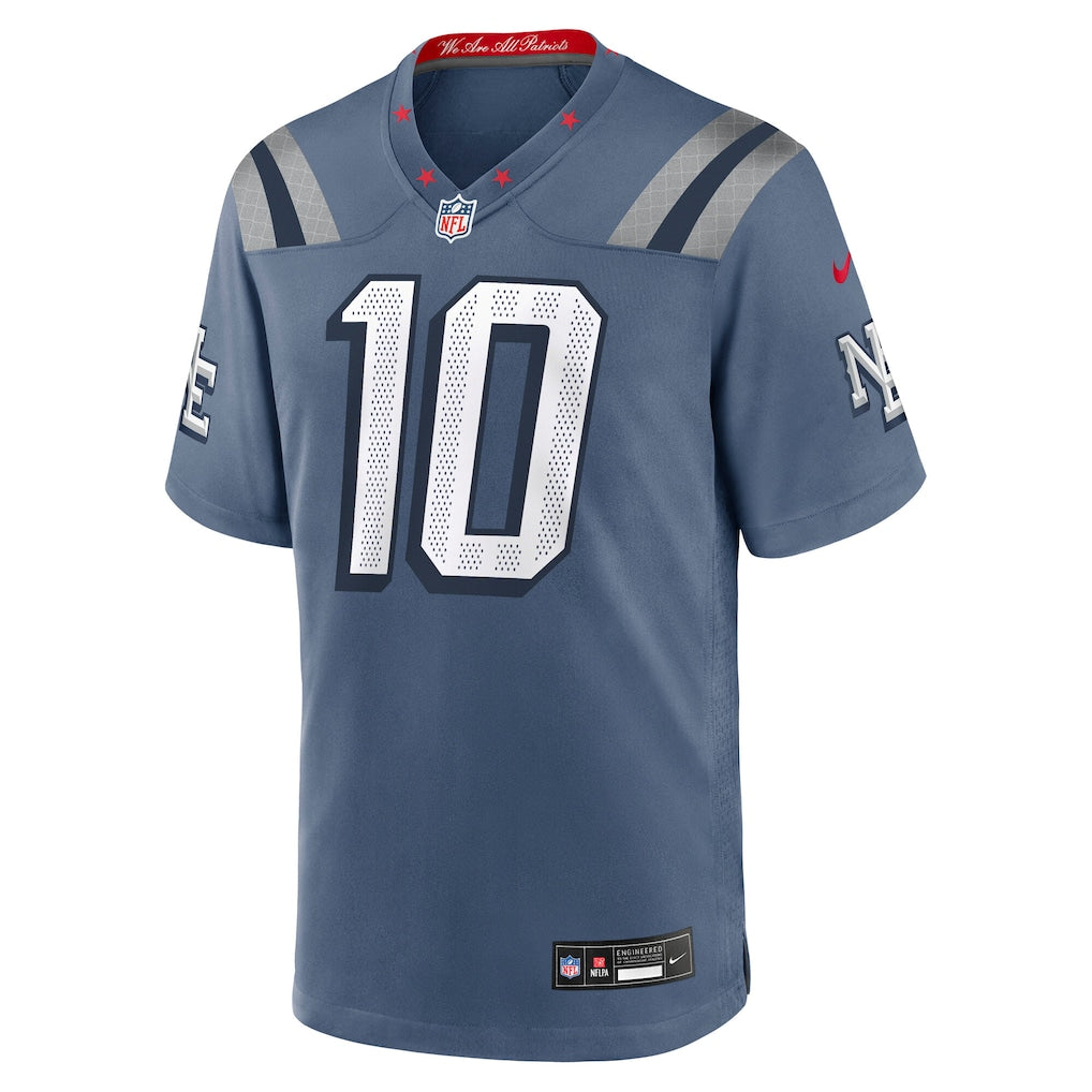 Drake Maye New England Patriots NFL Nike Men Strome Blue 2025 Rivalries Collection Game Jersey product image 2, provided for