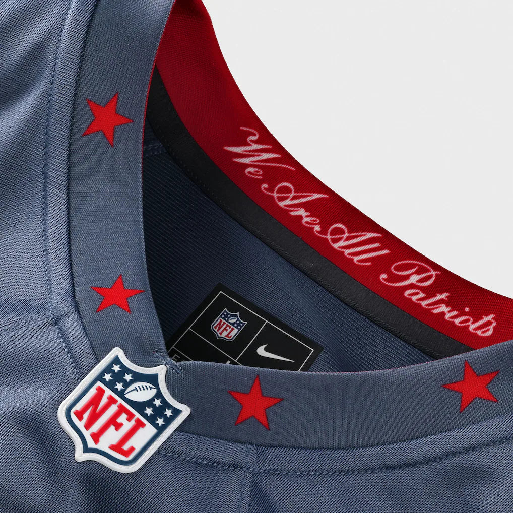 Drake Maye New England Patriots NFL Nike Men Strome Blue 2025 Rivalries Collection Game Jersey product image 4, provided for