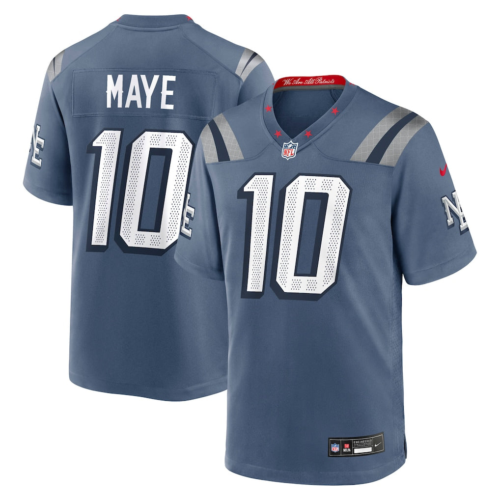 Drake Maye New England Patriots NFL Nike Men Strome Blue 2025 Rivalries Collection Game Jersey product image 3, provided for