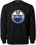 Edmonton Oilers NHL Bulletin Men Black Twill Logo Express Crew Sweater product image 1, provided for visual reference and