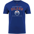 Edmonton Oilers NHL Bulletin Men Royal Bevel T-Shirt product image 1, provided for visual reference and product detail review