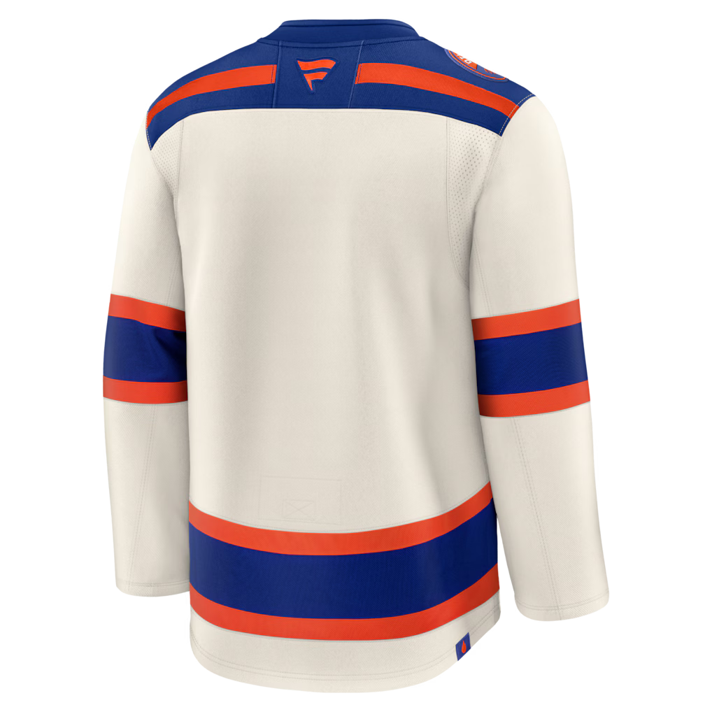 Edmonton Oilers NHL Fanatics Branded Men Beige Alternate Premium Jersey product image 2, provided for visual reference and