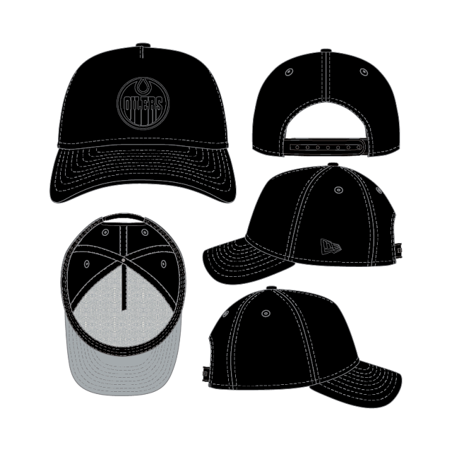 Edmonton Oilers NHL New Era Men Black On Black 9Forty A-Frame Snapback Hat product image 1, provided for visual reference