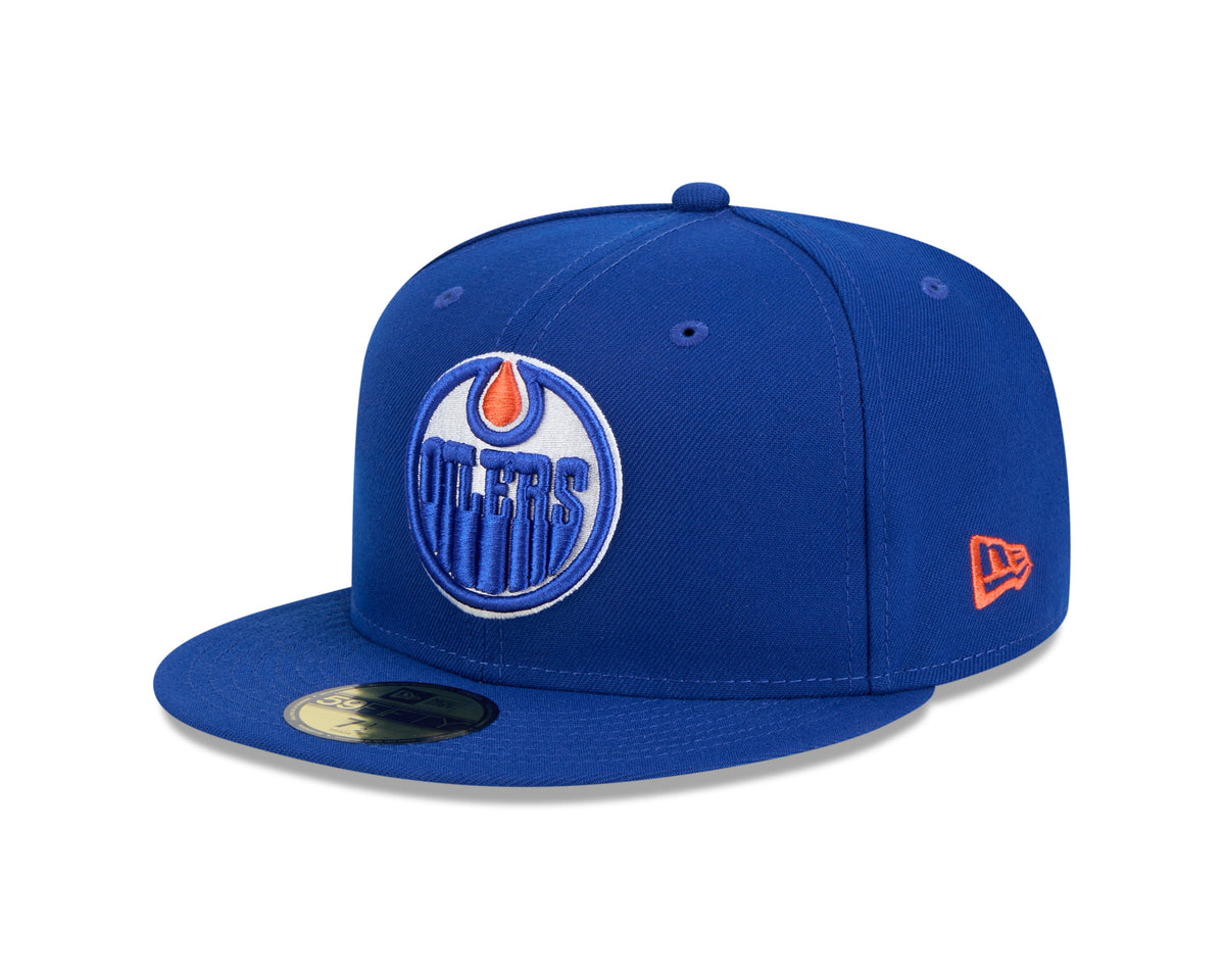 Edmonton Oilers NHL New Era Men Royal Blue 59Fifty Core Fitted Hat product image 1, provided for visual reference and