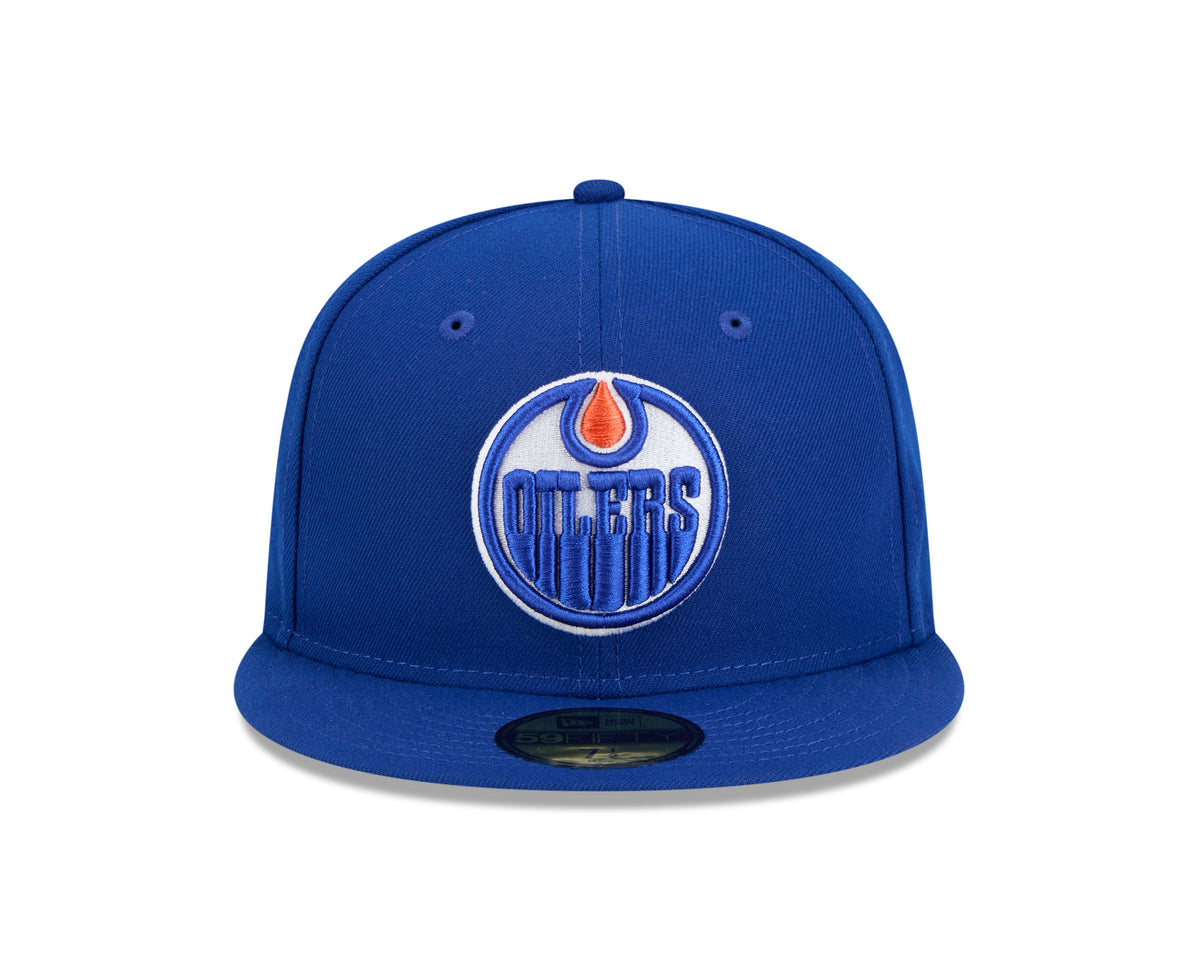Edmonton Oilers NHL New Era Men Royal Blue 59Fifty Core Fitted Hat product image 3, provided for visual reference and