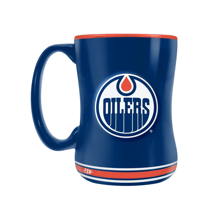 Edmonton Oilers NHL TSV 14oz Blue Sculpted Mug product image 1, provided for visual reference and product detail review