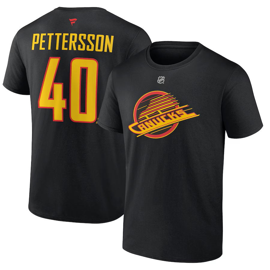 Elias Pettersson Vancouver Canucks NHL Fanatics Branded Men Black Alternate Authentic T Shirt product image 3, provided for