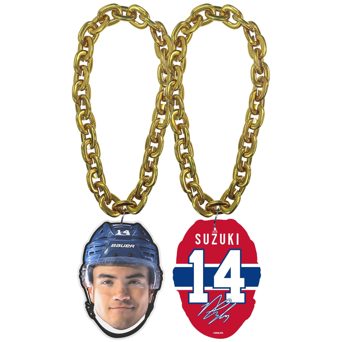 Nick Suzuki #14 Montreal Canadiens NHL FanFave FaceChain Gold Necklace product image 1, provided for visual reference and