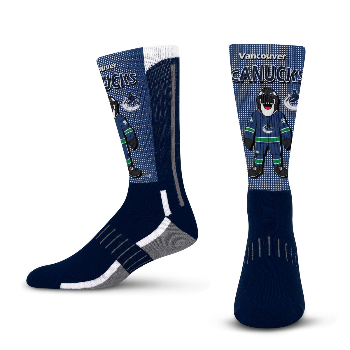 Fin Vancouver Canucks NHL For Bare Feet Men Navy Mascot Fever Crew Socks product image 1, provided for visual reference and