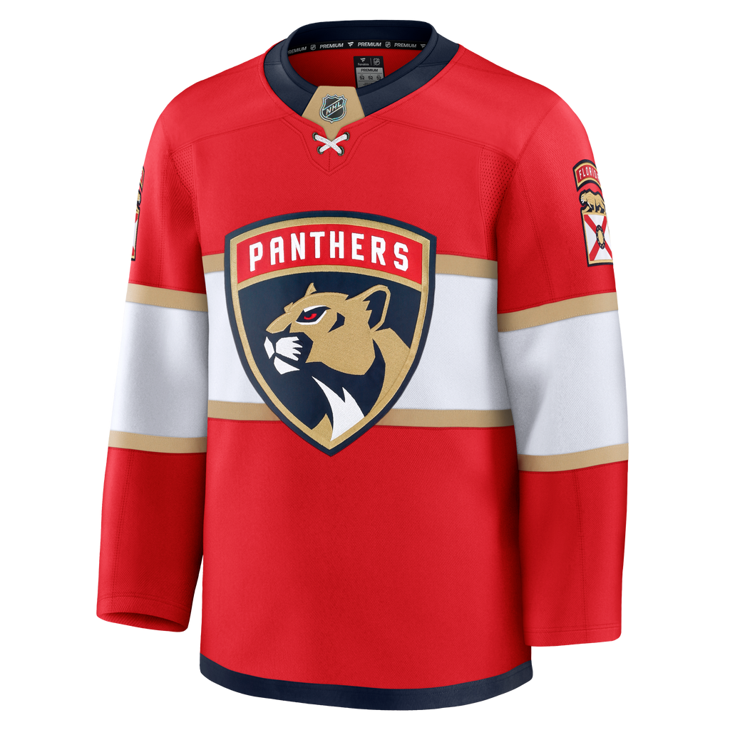 Florida Panthers NHL Fanatics Branded Men Red Premium Jersey product image 1, provided for visual reference and product