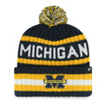 Michigan Wolverines NCAA 47 Brand Men Navy Bering Cuff Pom Knit product image 1, provided for visual reference and product