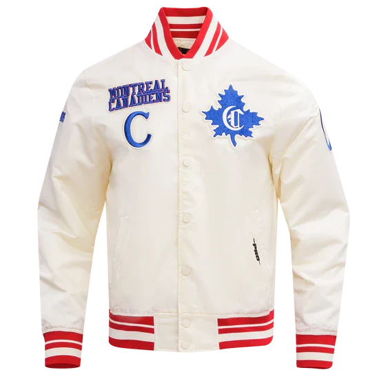 Montreal Canadiens NHL Pro Standard Men Beige Retro Classic Rib Satin Jacket product image 2, provided for visual reference