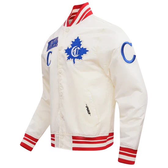 Montreal Canadiens NHL Pro Standard Men Beige Retro Classic Rib Satin Jacket product image 3, provided for visual reference