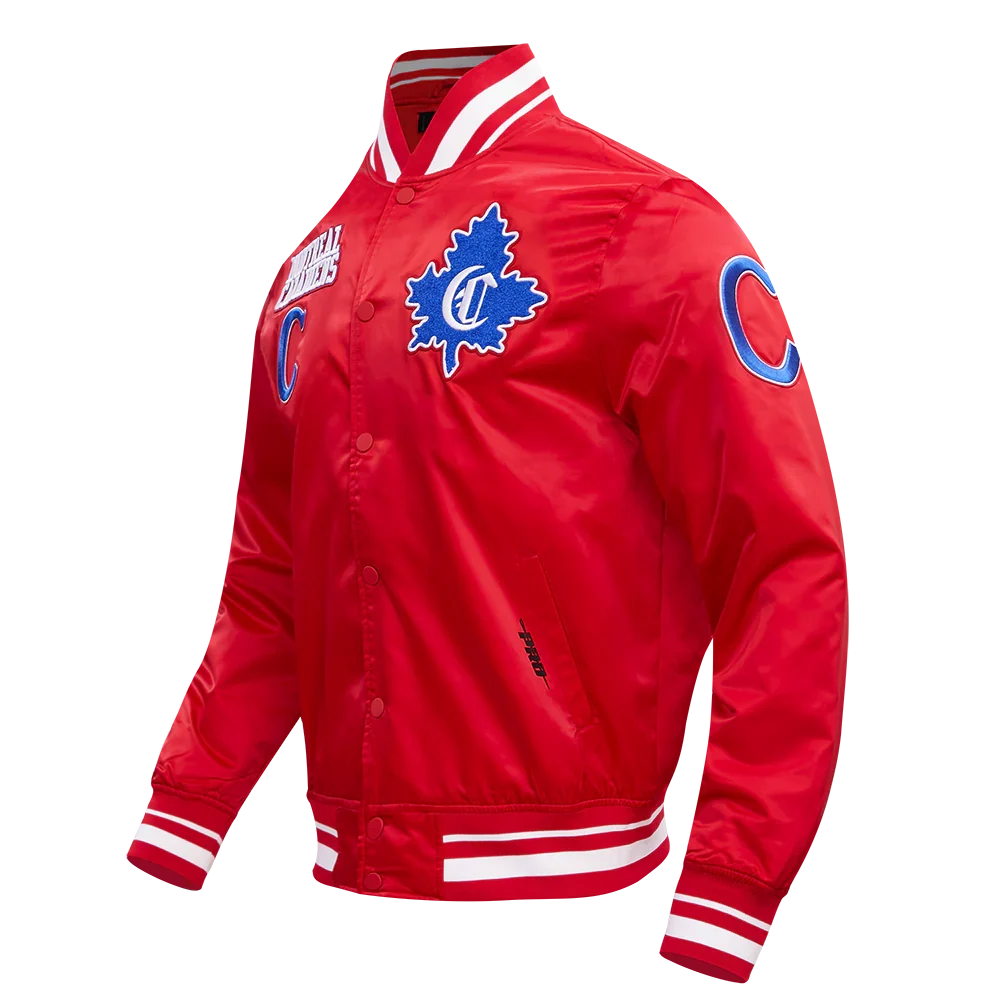 Montreal Canadiens NHL Pro Standard Men Red Retro Classic Rib Satin Jacket product image 1, provided for visual reference