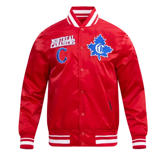Montreal Canadiens NHL Pro Standard Men Red Retro Classic Rib Satin Jacket product image 3, provided for visual reference
