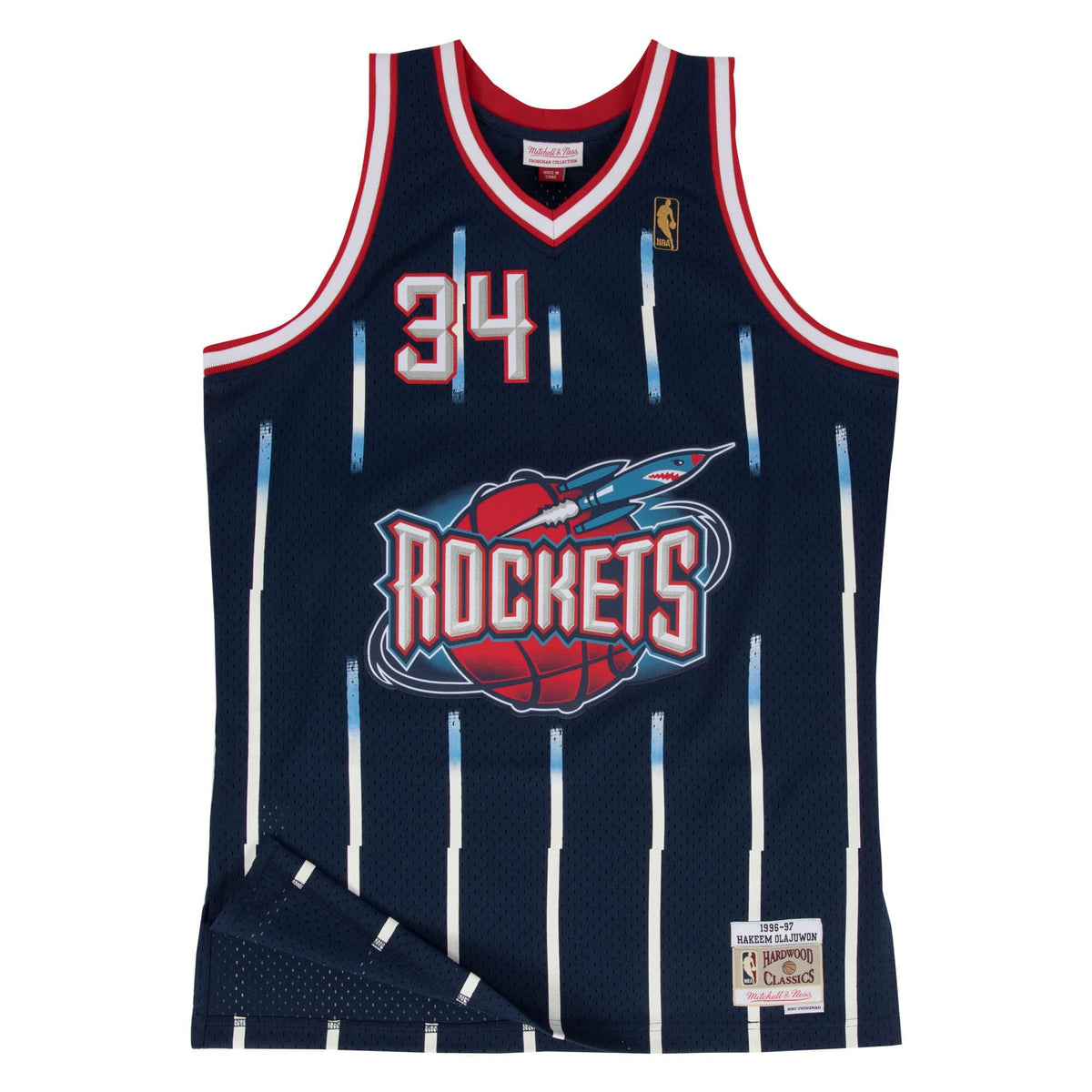 Hakeem Olajuwon Houston Rockets NBA Mitchell & Ness Men Navy 1996-97 Hardwood Classics Swingman Jersey product image 2,
