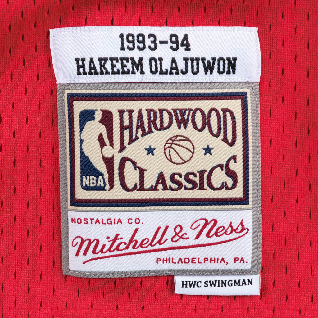 Hakeem Olajuwon Houston Rockets NBA Mitchell & Ness Men Scarlet 1993-94 Hardwood Classics Swingman Jersey product image 3,