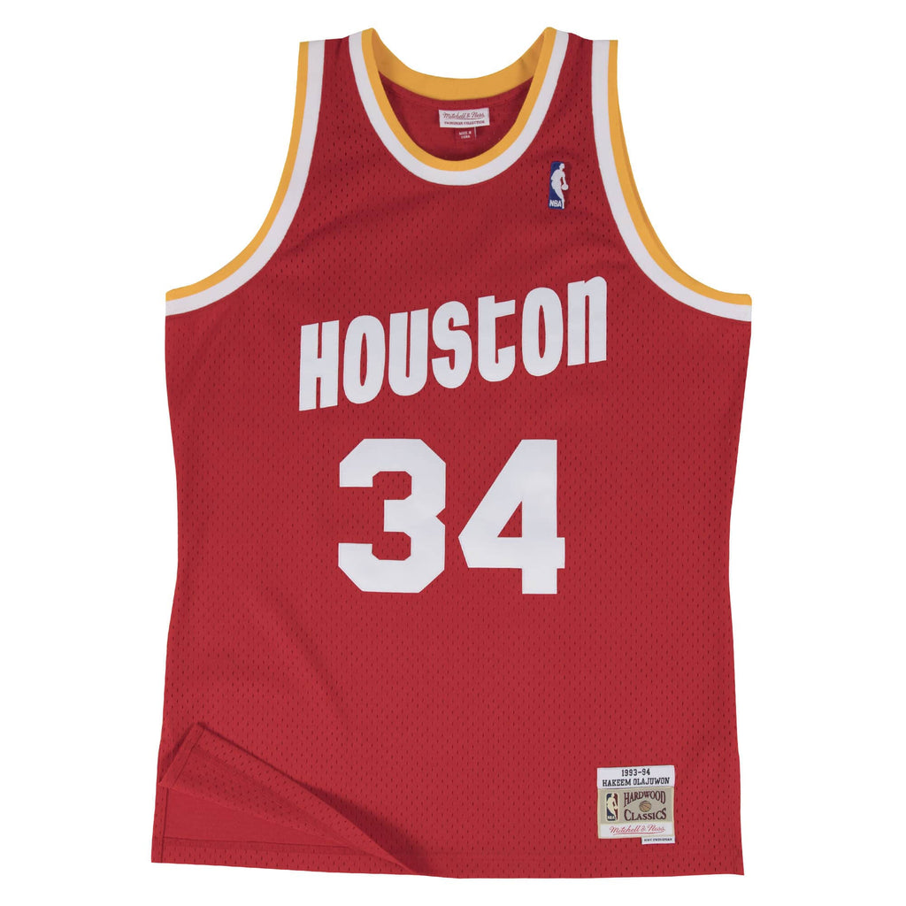 Hakeem Olajuwon Houston Rockets NBA Mitchell & Ness Men Scarlet 1993-94 Hardwood Classics Swingman Jersey product image 2,