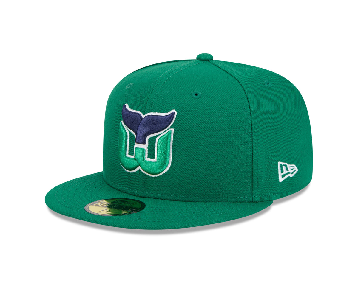 Hartford Whalers NHL New Era Men Green 59Fifty Core Fitted Hat product image 1, provided for visual reference and product