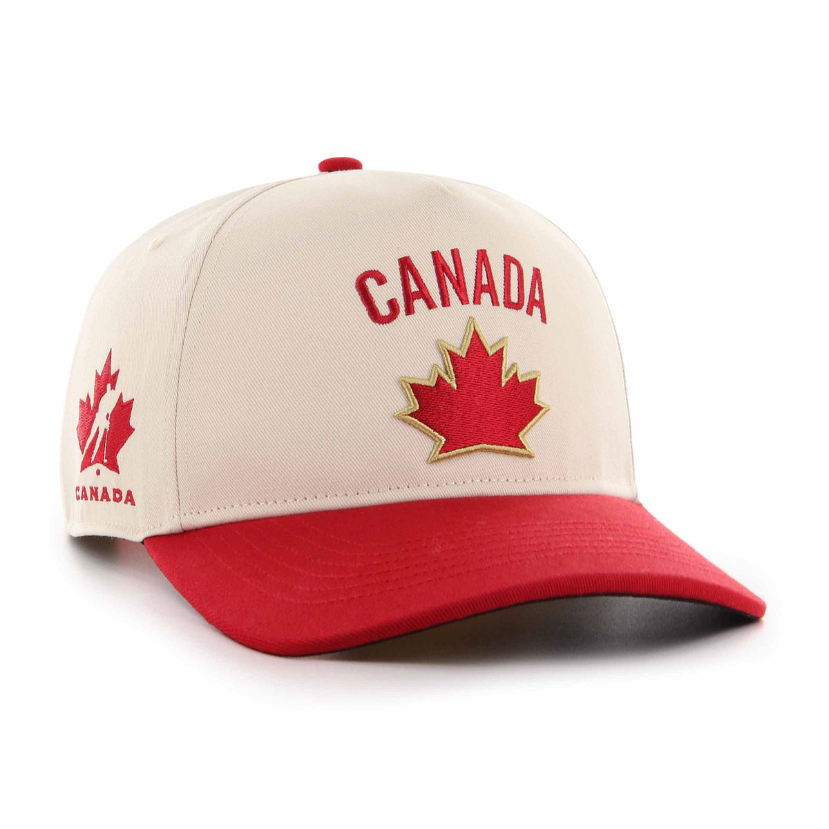Hockey Canada IIHF 47 Brand Men Beige/Red Sure Shot Hitch Snapback Hat product image 1, provided for visual reference and