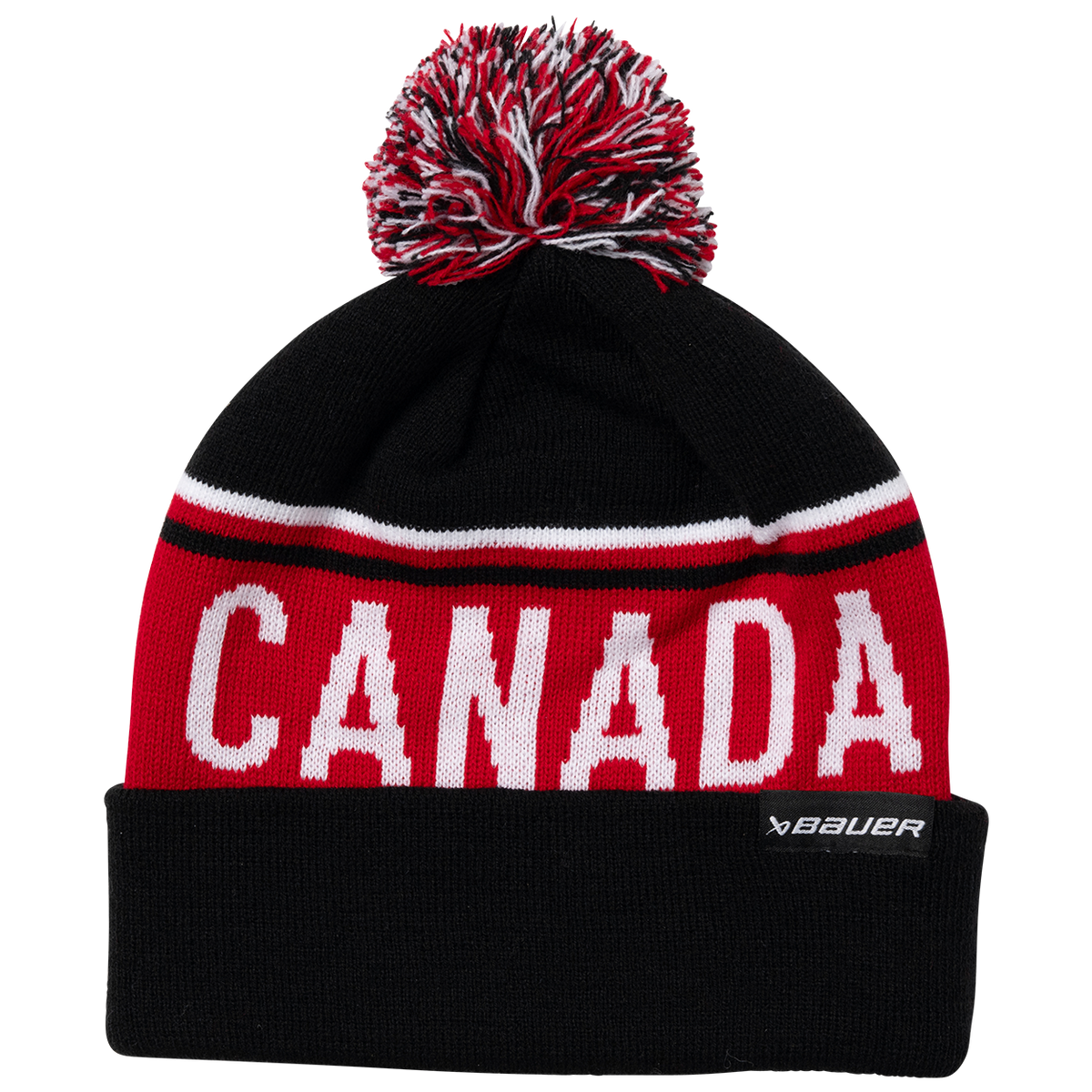 Hockey Canada IIHF Bauer Men Black Cuff Pom Knit product image 2, provided for visual reference and product detail review
