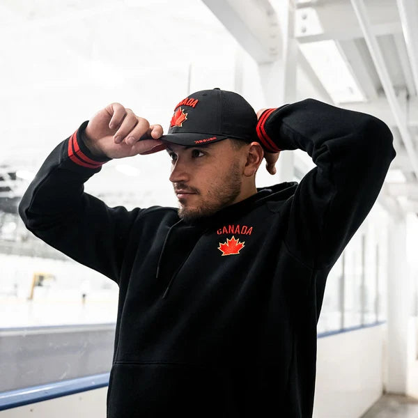 Hockey Canada IIHF Bauer Men Black One Leaf Mesh Snapback product image 3, provided for visual reference and product detail