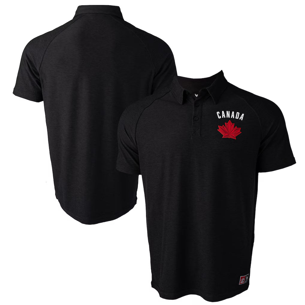 Hockey Canada IIHF Bauer Men Black Performance Polo T-Shirt product image 3, provided for visual reference and product