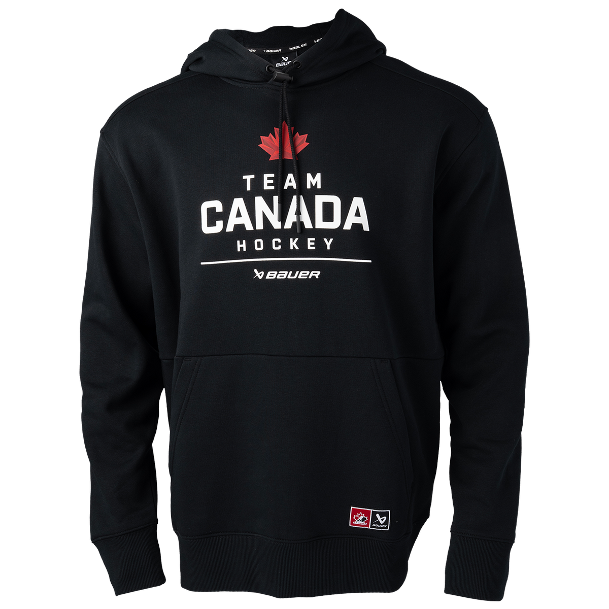Hockey Canada IIHF Bauer Men Black Stacked Pullover Hoodie product image 1, provided for visual reference and product detail