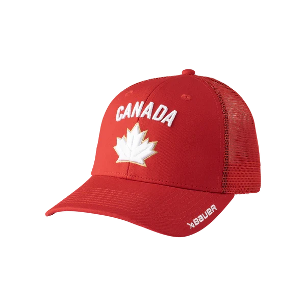 Hockey Canada IIHF Bauer Men Red One Leaf Mesh Snapback product image 1, provided for visual reference and product detail