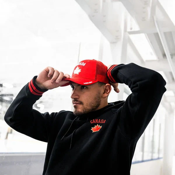 Hockey Canada IIHF Bauer Men Red One Leaf Mesh Snapback product image 3, provided for visual reference and product detail
