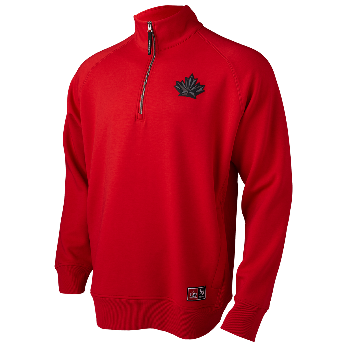 Hockey Canada IIHF Bauer Men Red Performance 1/4 Zip Long-sleeve Shirt product image 3, provided for visual reference and