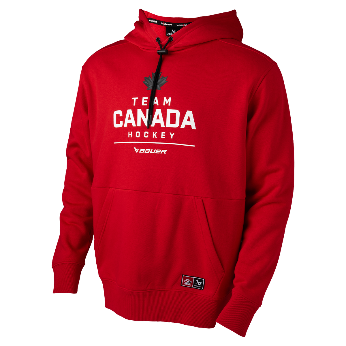 Hockey Canada IIHF Bauer Men Red Stacked Pullover Hoodie product image 3, provided for visual reference and product detail