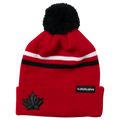 Hockey Canada IIHF Bauer Men Red Striped Cuff Pom Knit product image 1, provided for visual reference and product detail