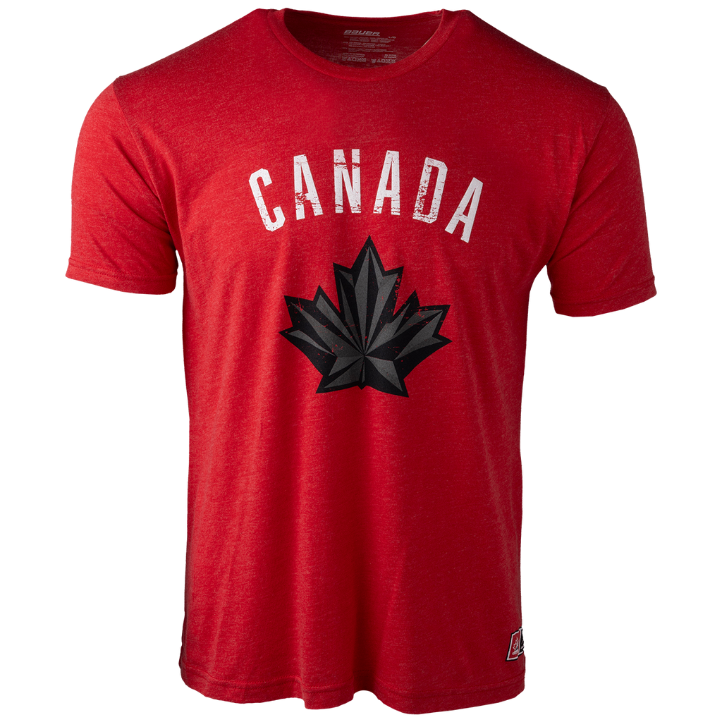 Hockey Canada IIHF Bauer Men Red Tri Blend T-Shirt product image 1, provided for visual reference and product detail review