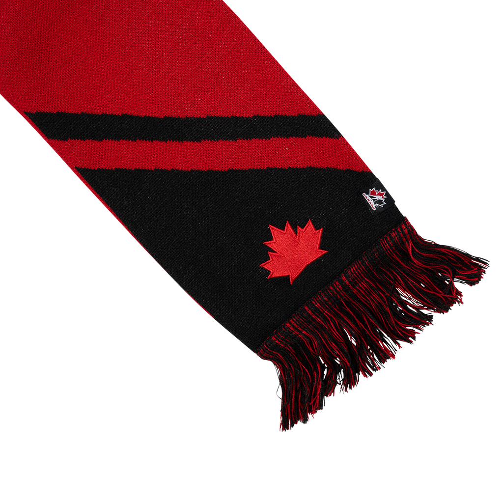 Hockey Canada IIHF Bauer Red/Black Team Scarf product image 2, provided for visual reference and product detail review